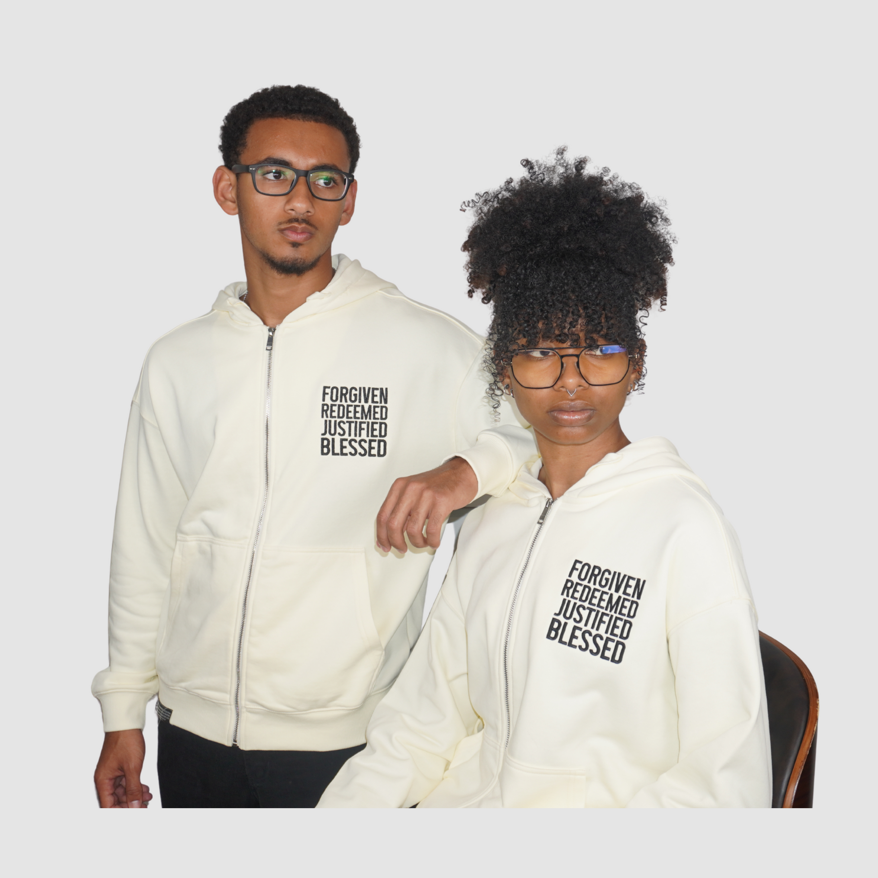FOLLOW ME Luxury Oversized Unisex Heavyweight Zip-Up Hoodie