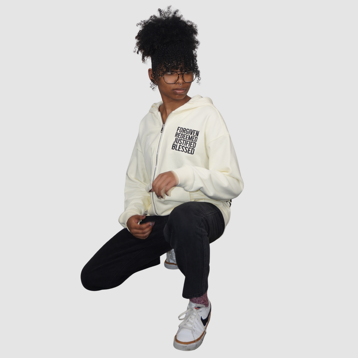 FOLLOW ME Luxury Oversized Unisex Heavyweight Zip-Up Hoodie