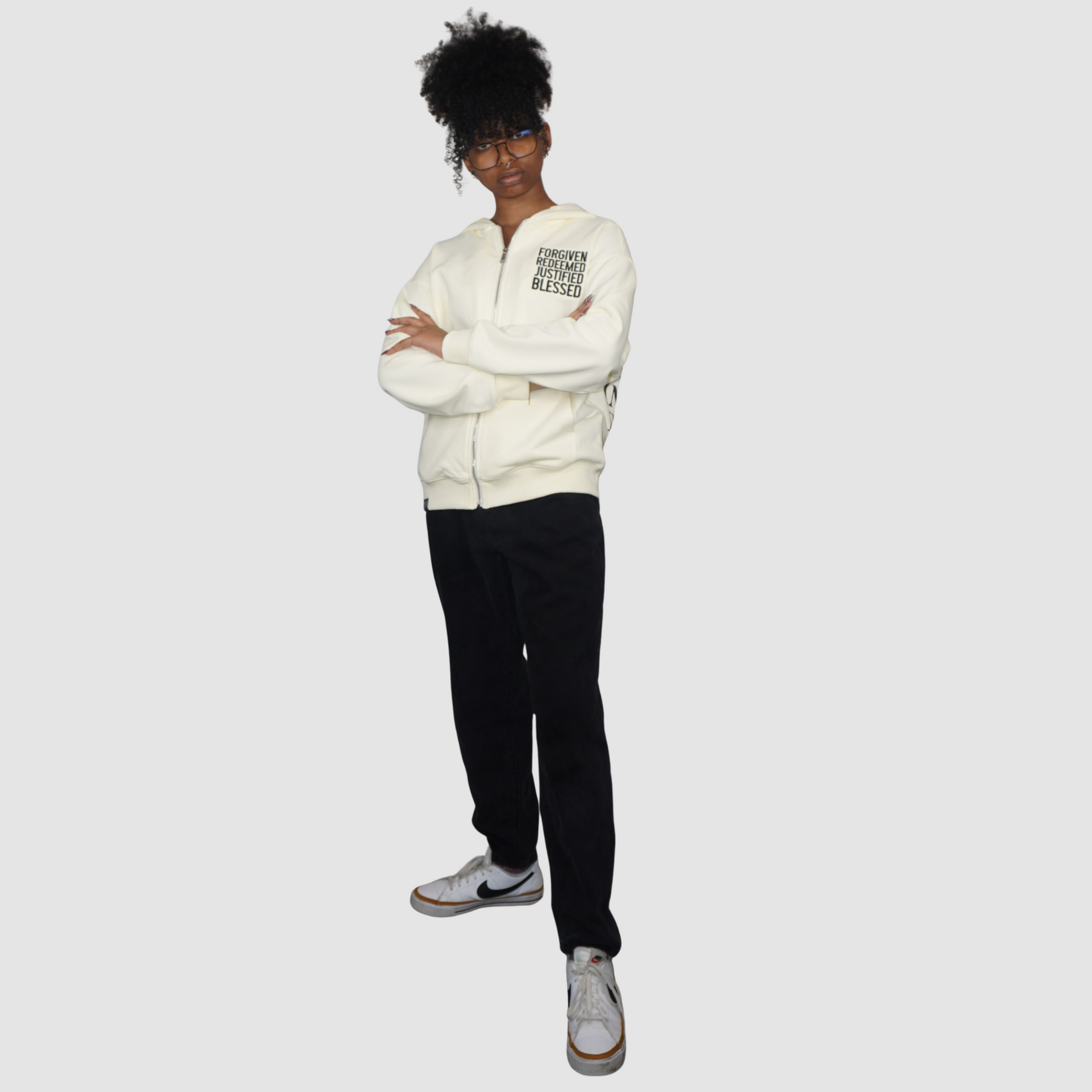 FOLLOW ME Luxury Oversized Unisex Heavyweight Zip-Up Hoodie