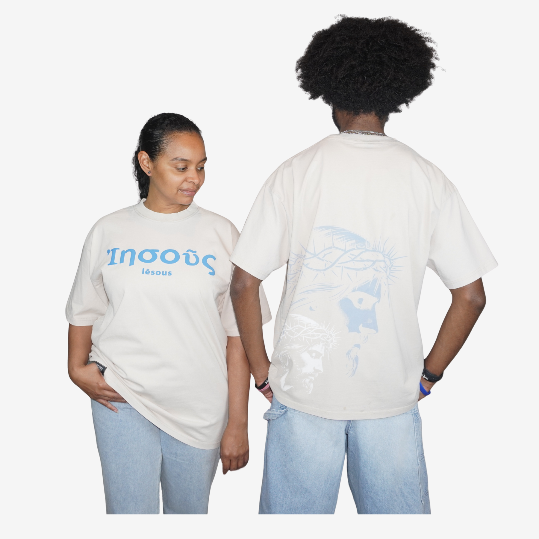 JESUS — Greek (Ἰησοῦς / Iēsous) – Unisex Premium Oversized T-Shirt