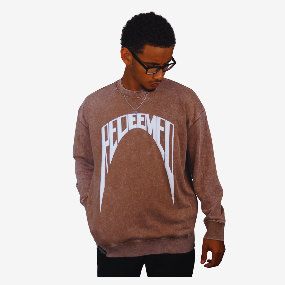 REDEEMED – Unisex Premium Oversized Puff Print Sweatshirt w/ Side Pockets