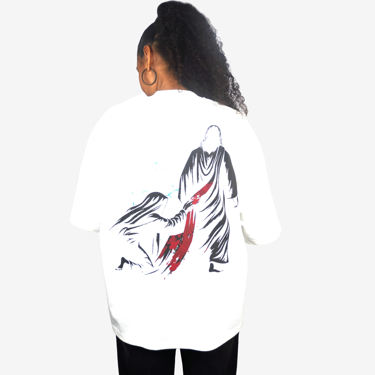 I AM HEALED – Cropped Super Oversize Drop Shoulder Tee (WHITE)