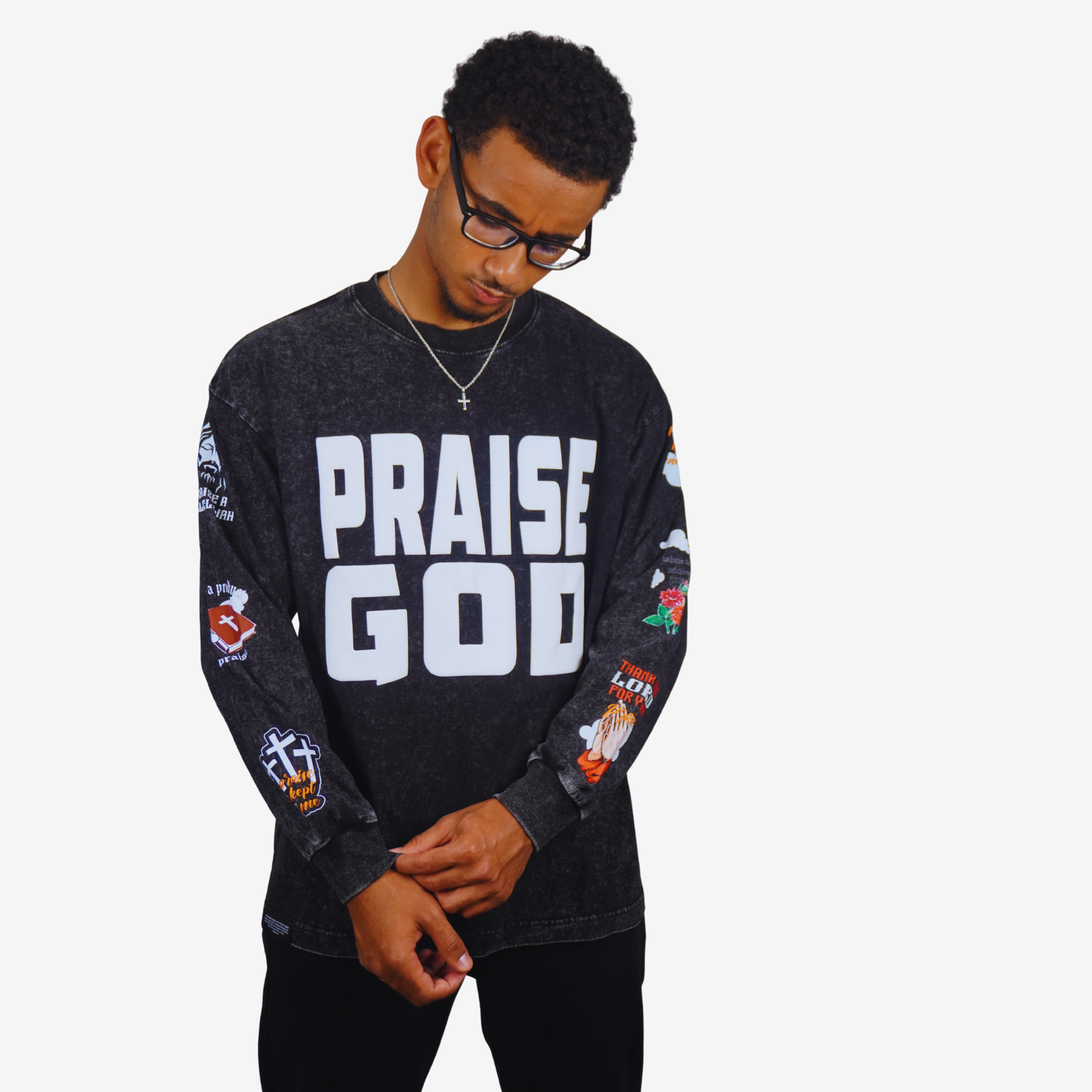 PRAISE GOD – Unisex Premium Puff Print Long Sleeve Shirt