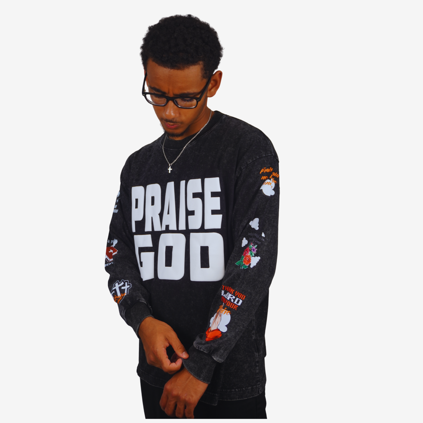 PRAISE GOD – Unisex Premium Puff Print Long Sleeve Shirt