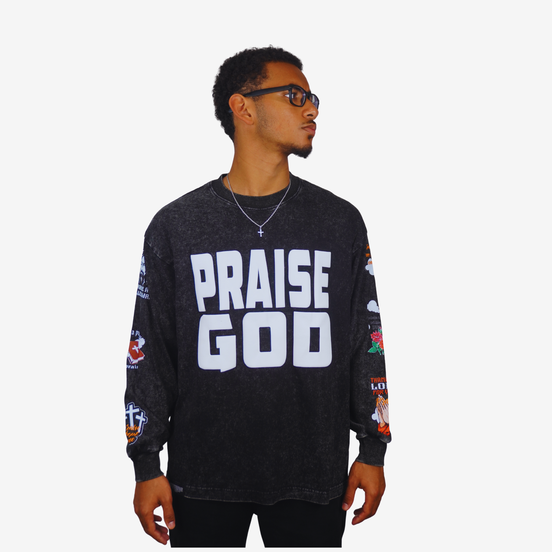 PRAISE GOD – Unisex Premium Puff Print Long Sleeve Shirt
