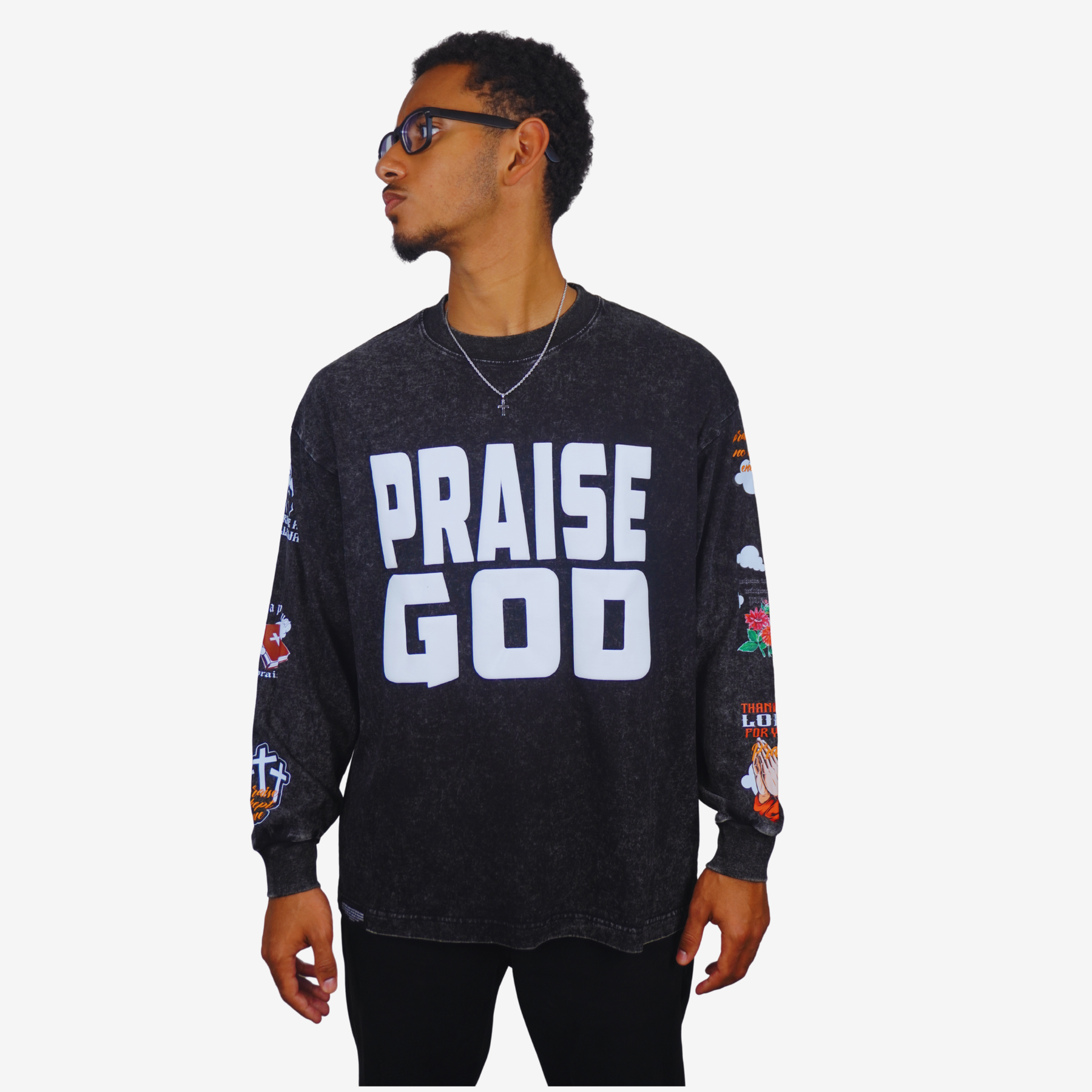 PRAISE GOD – Unisex Premium Puff Print Long Sleeve Shirt