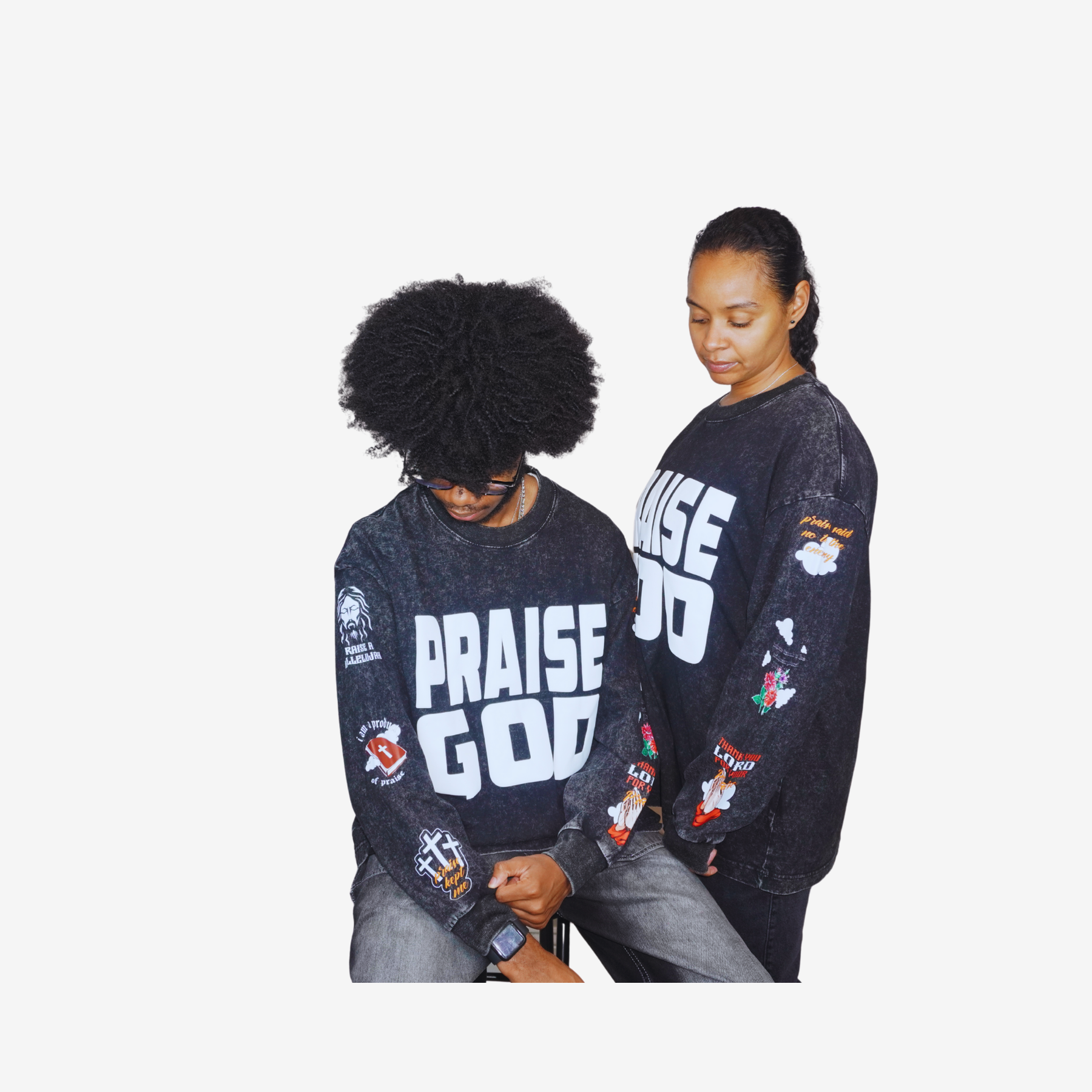 PRAISE GOD – Unisex Premium Puff Print Long Sleeve Shirt