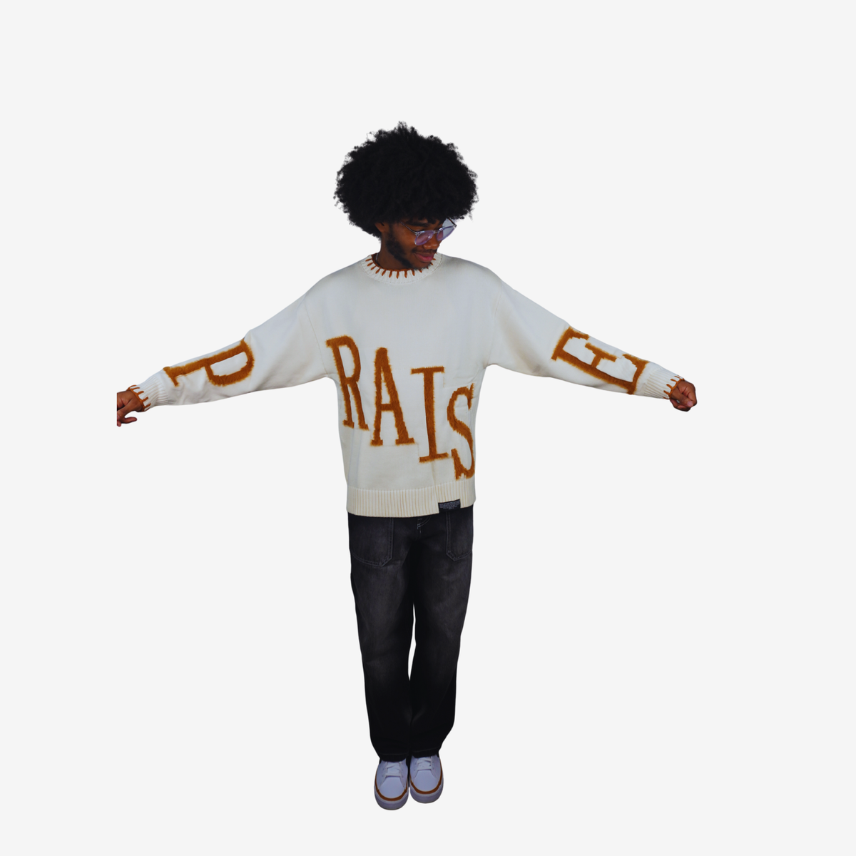 PRAISE Unisex Knit Sweater Pullover - CREAM