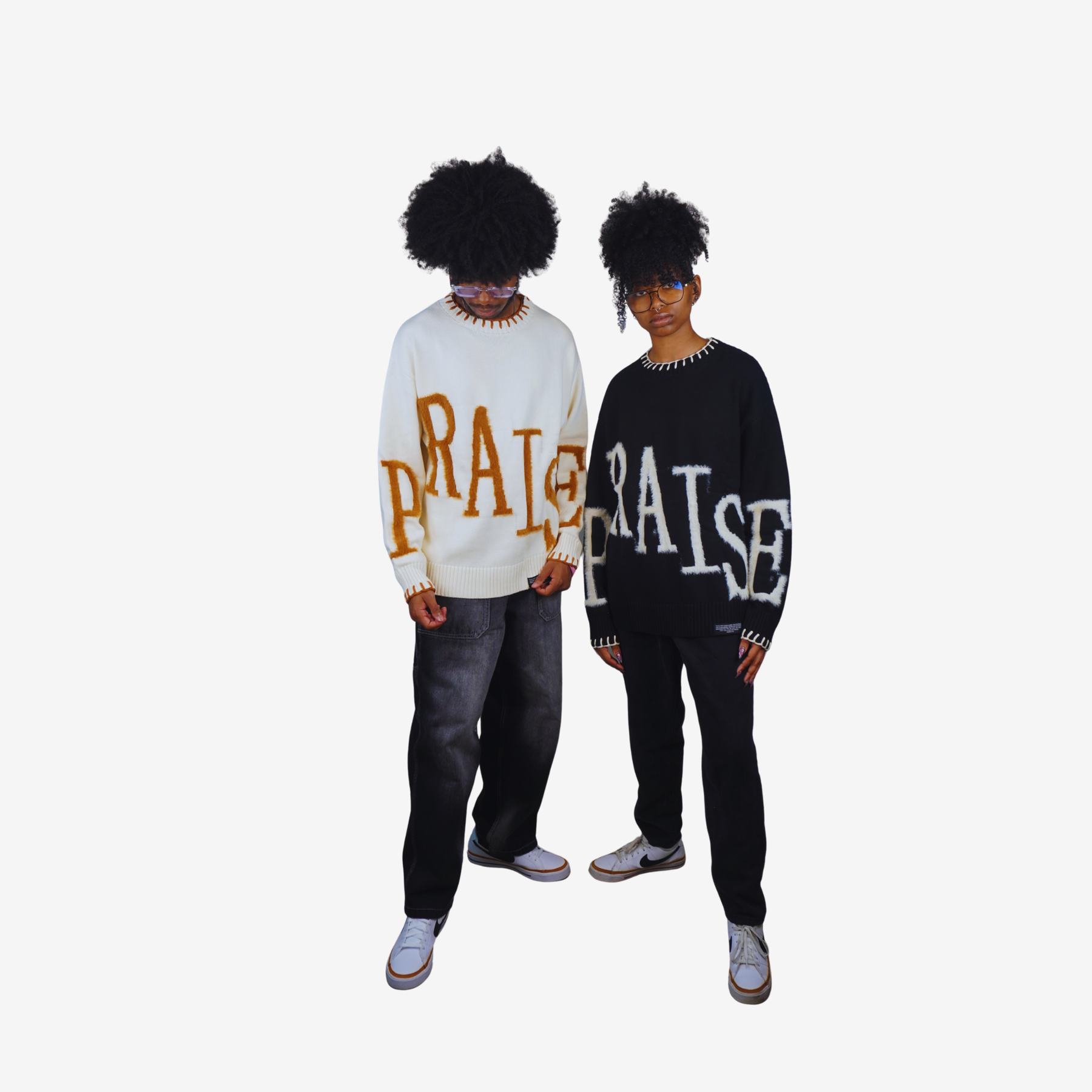 PRAISE Unisex Knit Sweater Pullover - CREAM