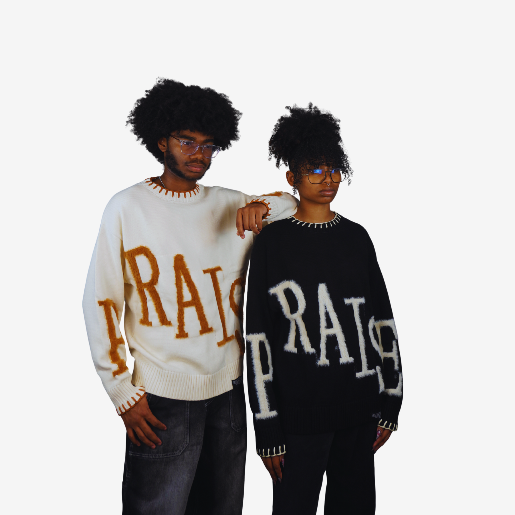 PRAISE Unisex Knit Sweater Pullover - CREAM