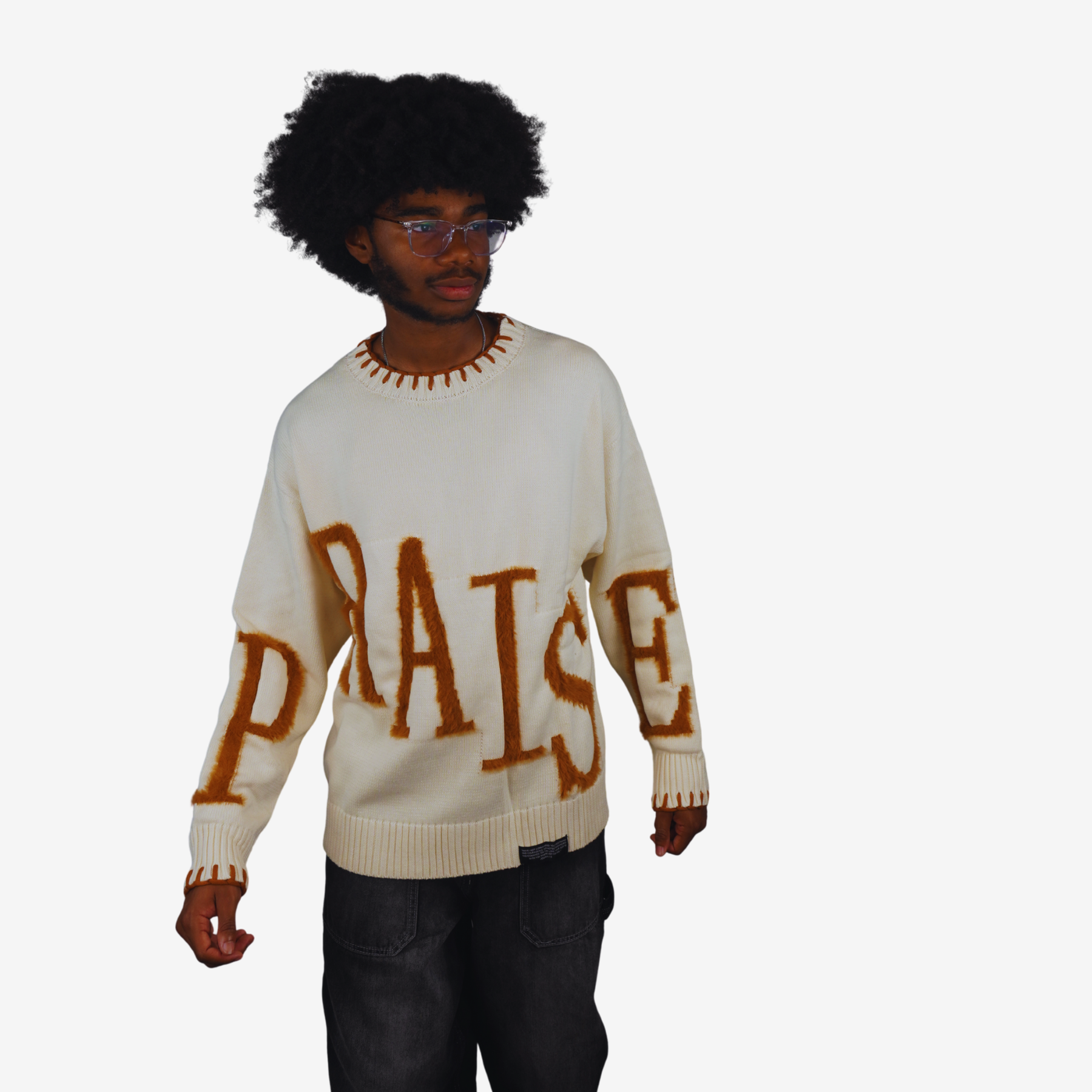 PRAISE Unisex Knit Sweater Pullover - CREAM