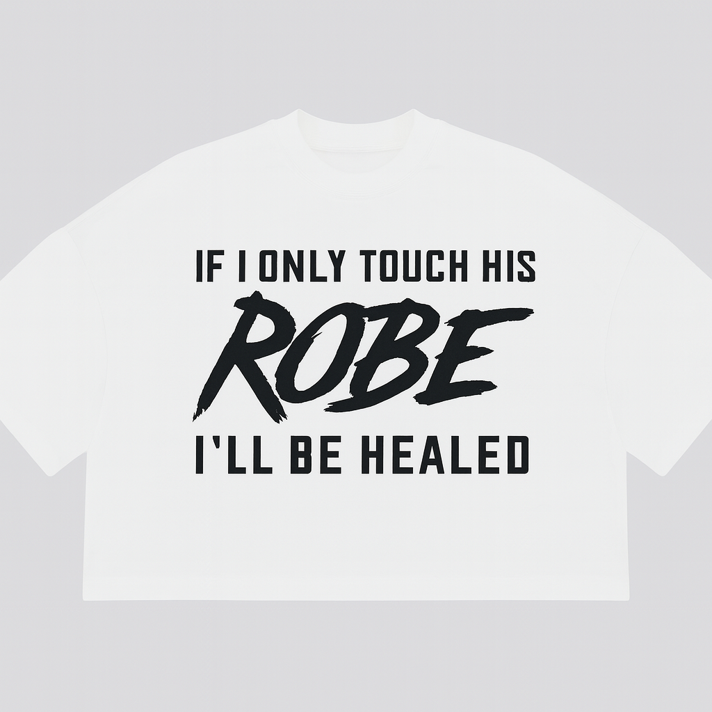 I AM HEALED – Cropped Super Oversize Drop Shoulder Tee (WHITE)