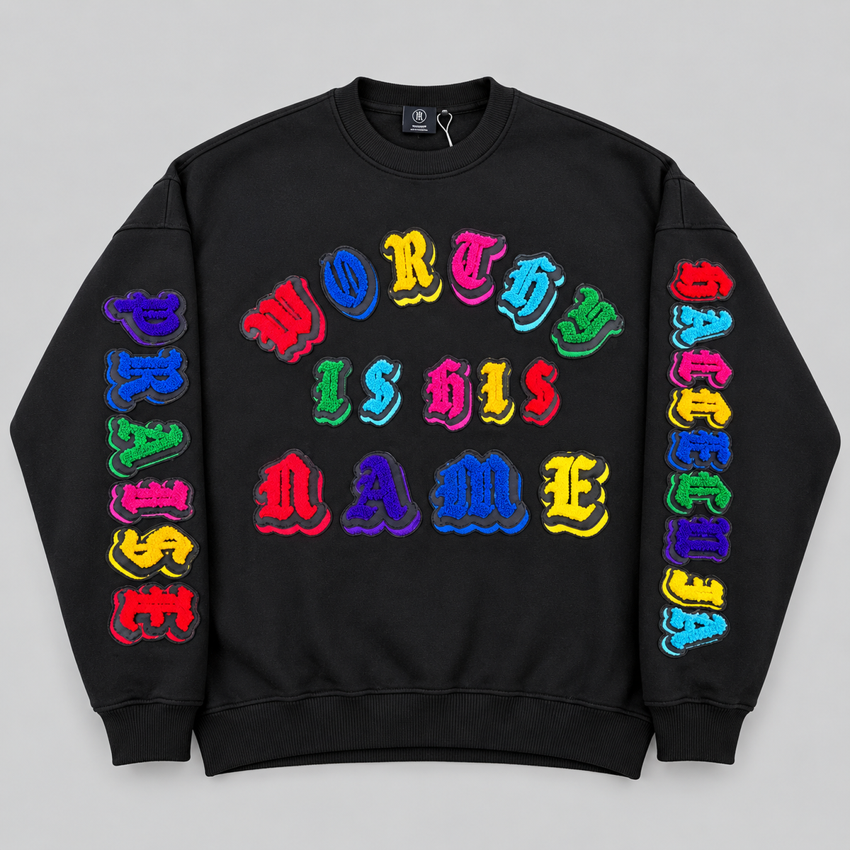 WORTHY IS HIS NAME | PREMIUM OVERSIZED CHENILLE SWEATSHIRT - SIDE POCKETS