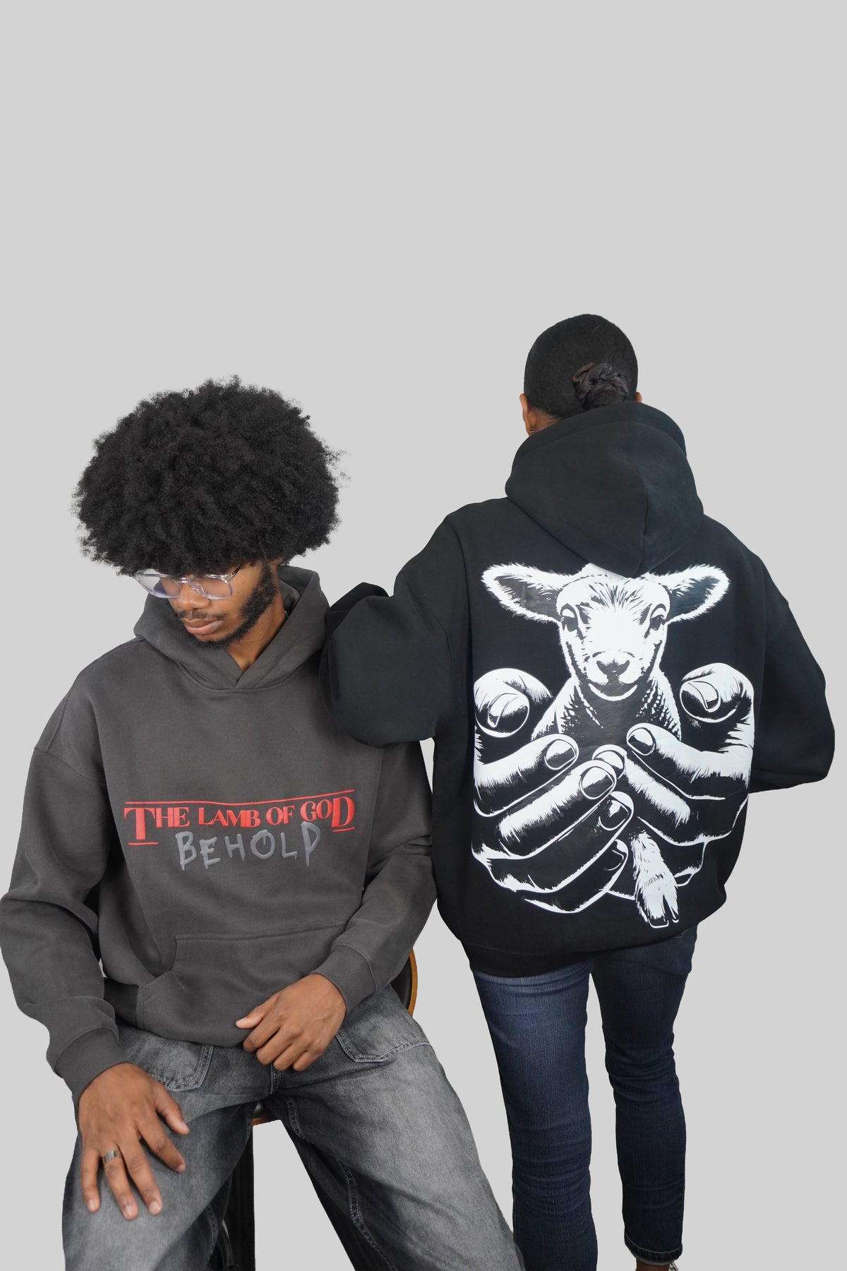 LAMB OF GOD™ — SIGNATURE 3D PUFF FULL FLEECE HOODIE l GRAY