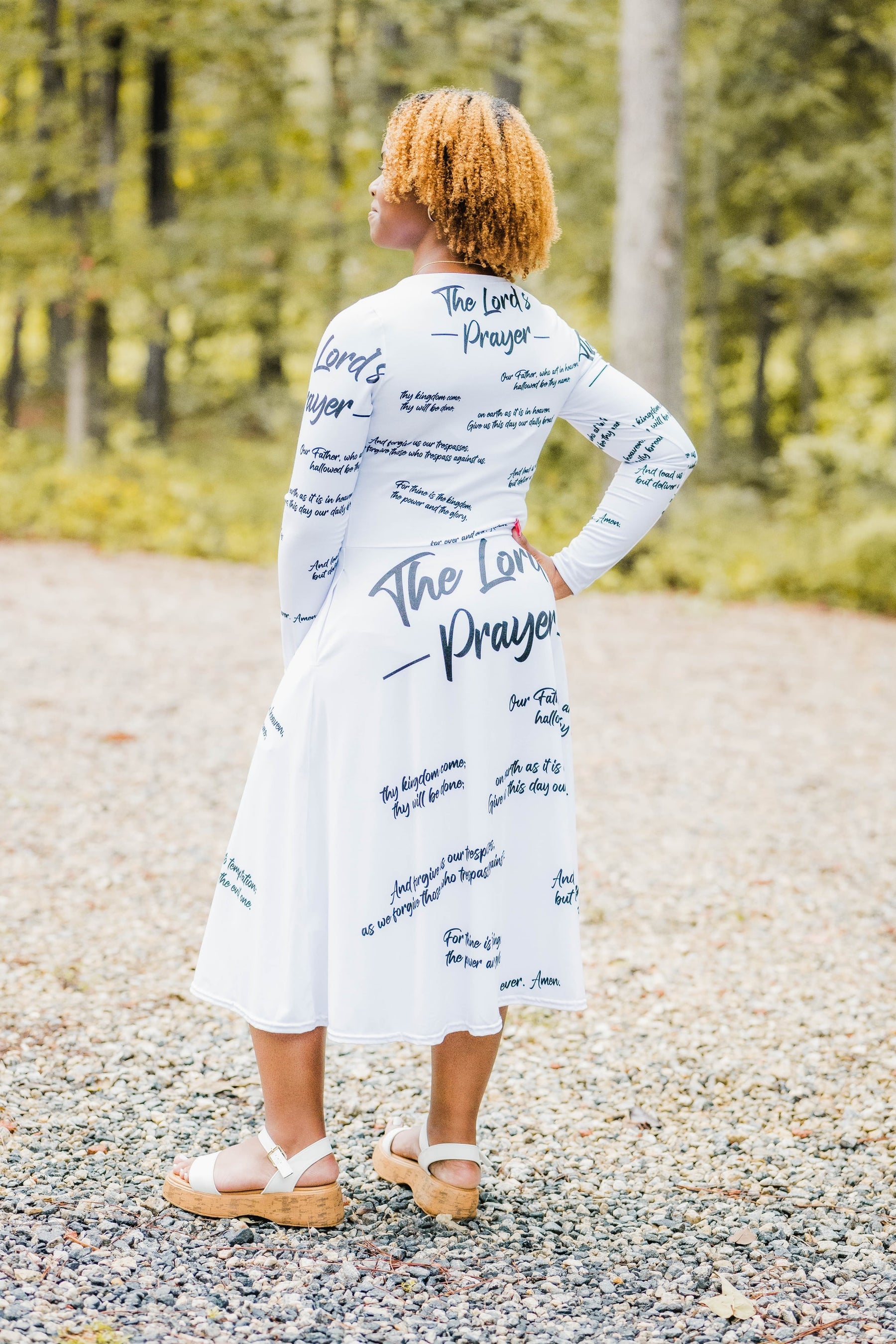The Lord's Prayer I Premium Long Sleeve Midi Dress - BLUE