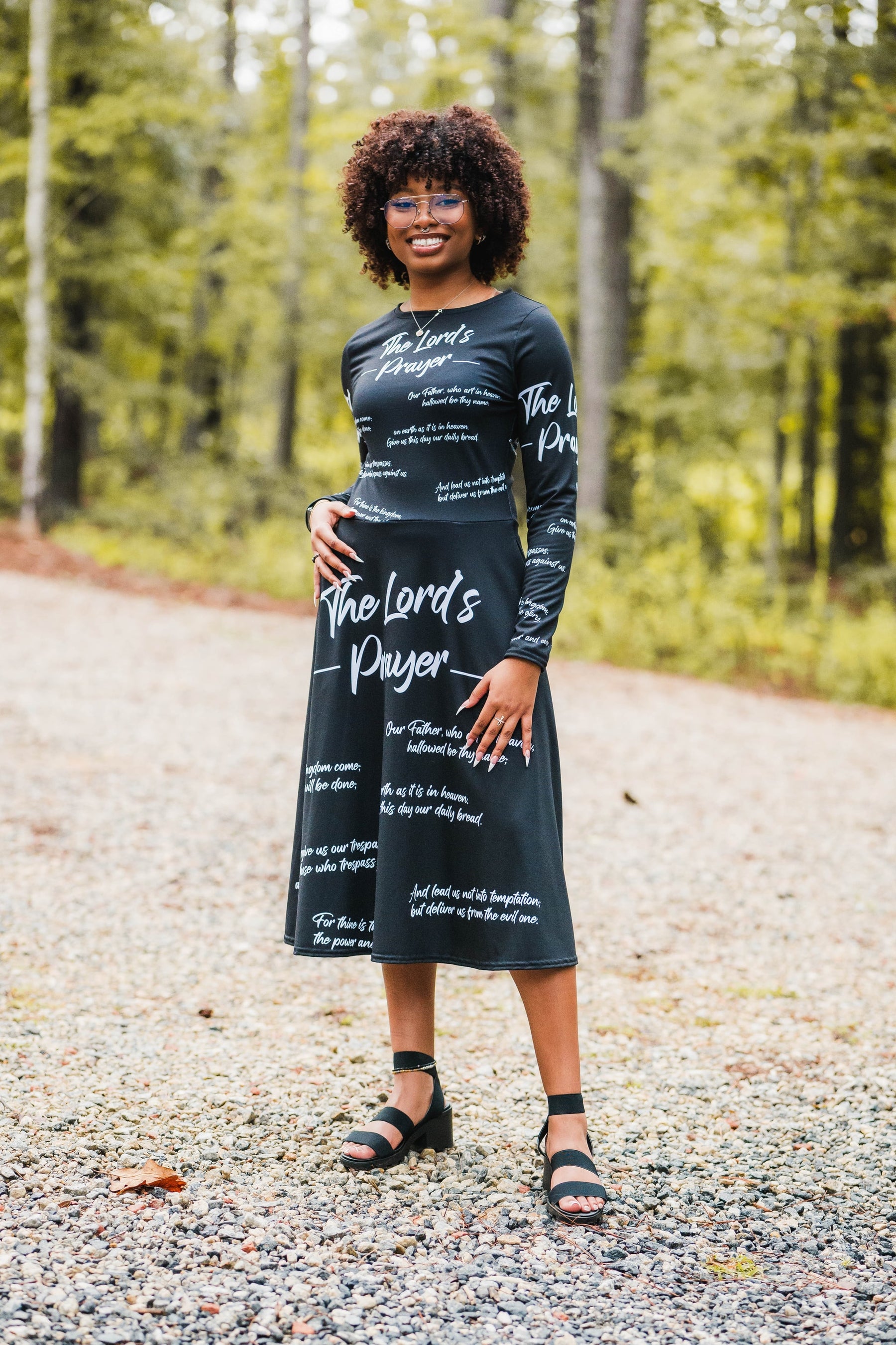The Lord's Prayer I Premium Long Sleeve Midi Dress - BLUE
