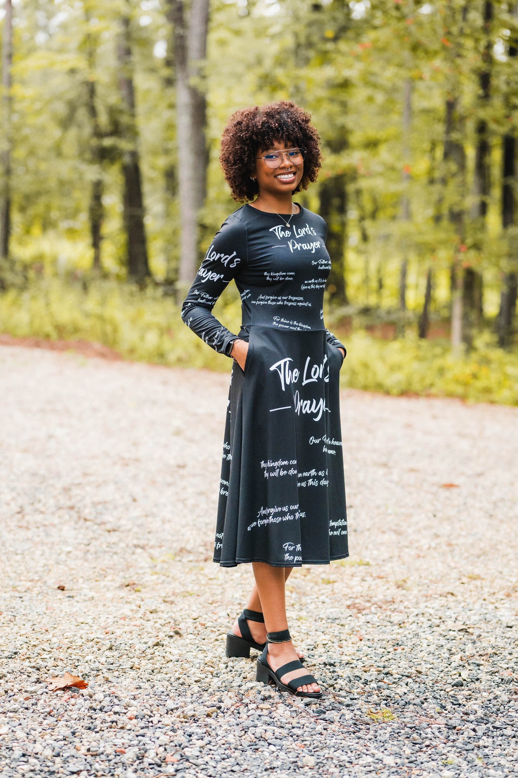 The Lord's Prayer I Premium Long Sleeve Midi Dress - BLUE