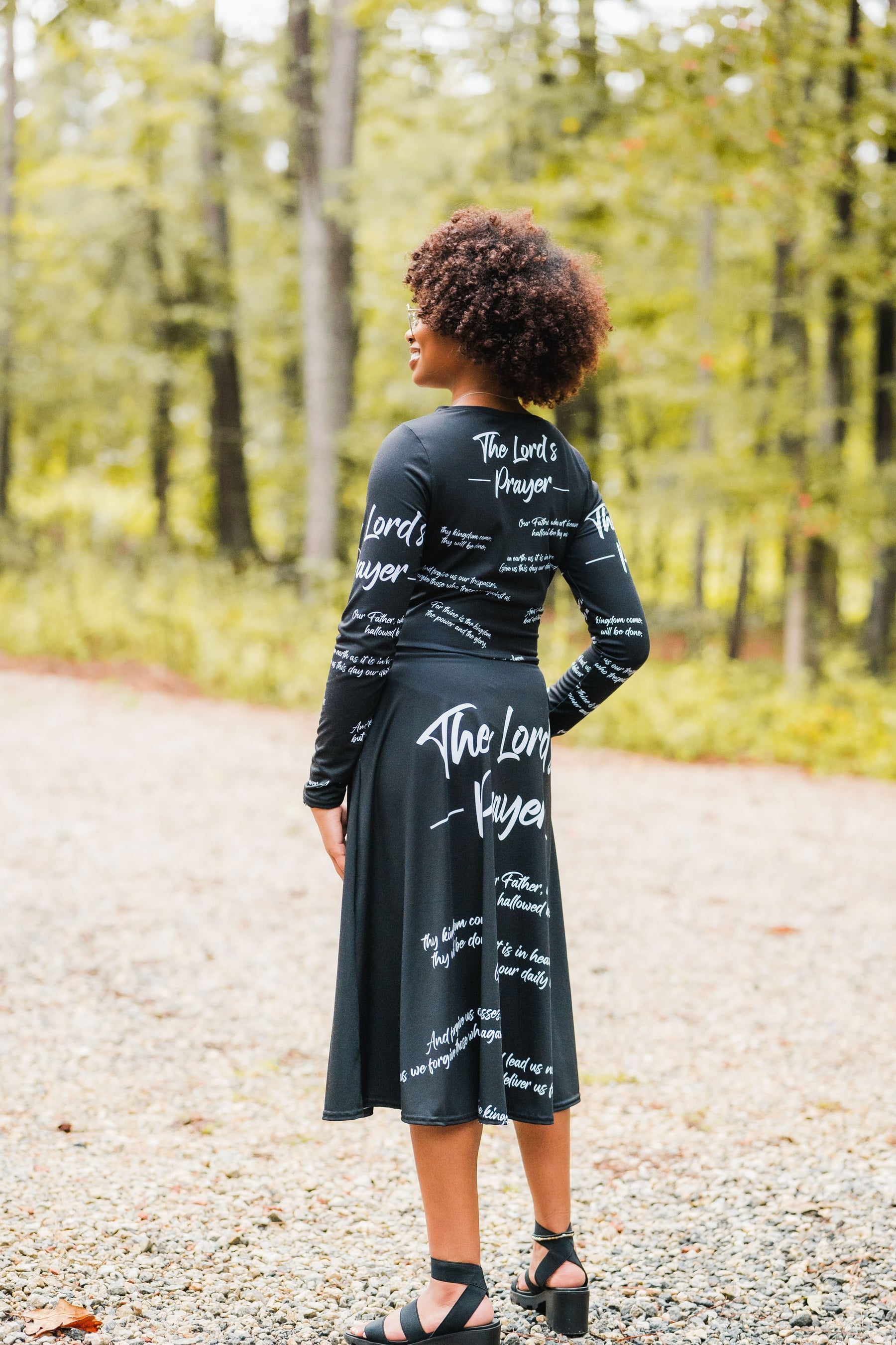 The Lord's Prayer I Premium Long Sleeve Midi Dress - BLUE