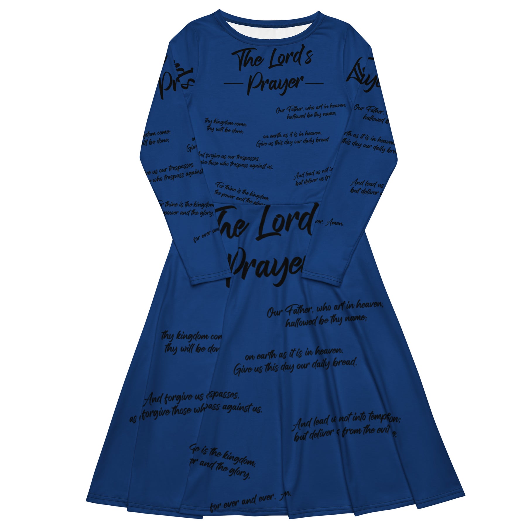 The Lord's Prayer I Premium Long Sleeve Midi Dress - BLUE