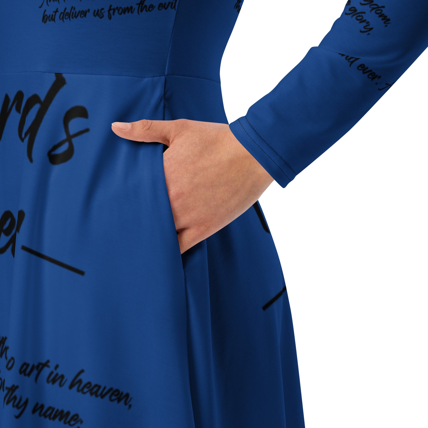 The Lord's Prayer I Premium Long Sleeve Midi Dress - BLUE