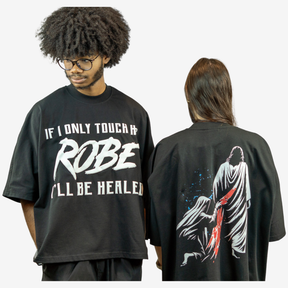 I AM HEALED – Cropped Super Oversize Drop Shoulder Tee (BLACK)