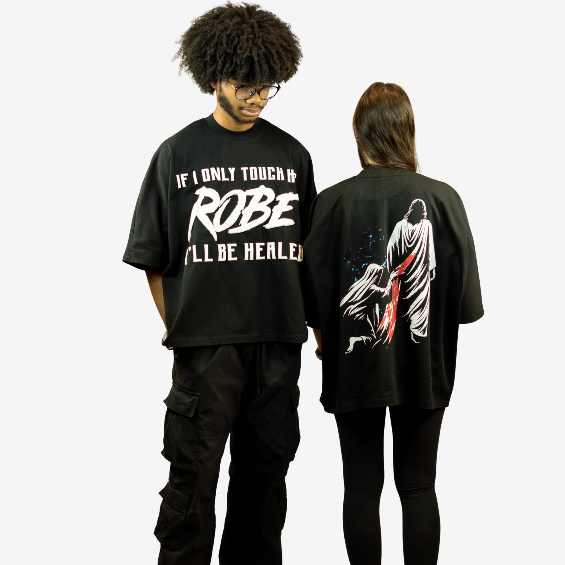 I AM HEALED – Cropped Super Oversize Drop Shoulder Tee (WHITE)