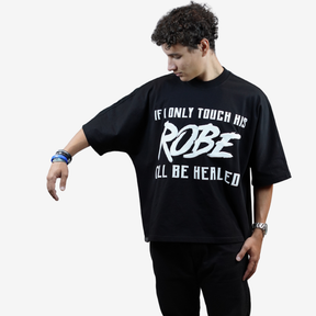 I AM HEALED – Cropped Super Oversize Drop Shoulder Tee (BLACK)