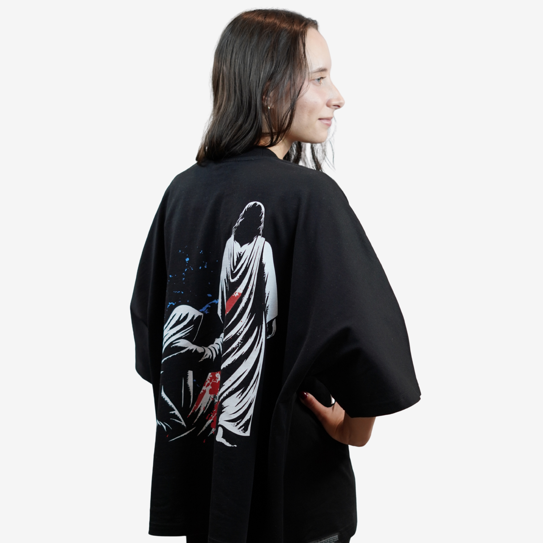 I AM HEALED – Cropped Super Oversize Drop Shoulder Tee (BLACK)