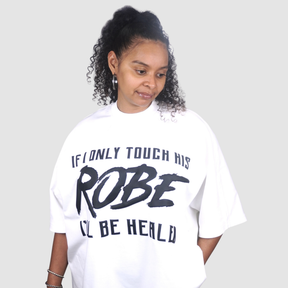 I AM HEALED – Cropped Super Oversize Drop Shoulder Tee (WHITE)