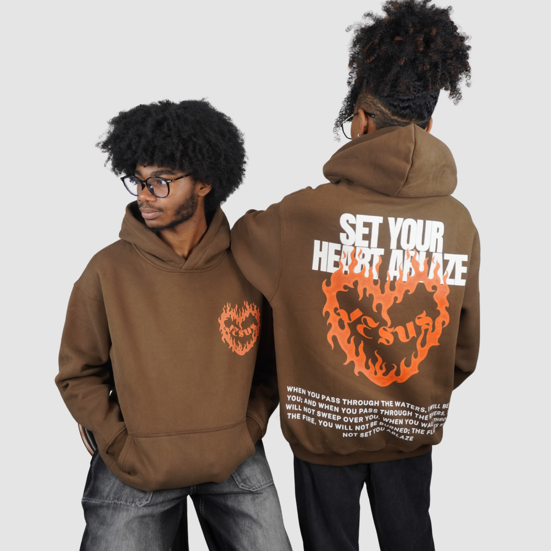 SET YOUR HEART ABLAZE – Unisex Premium Brown Hoodie
