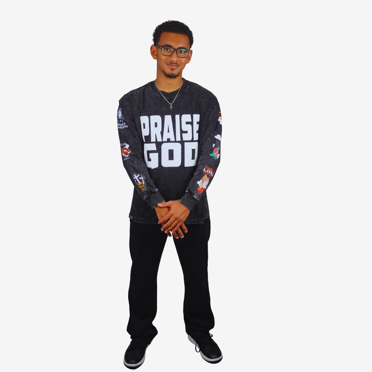 PRAISE GOD  – Unisex Premium Puff Print Long Sleeve Shirt