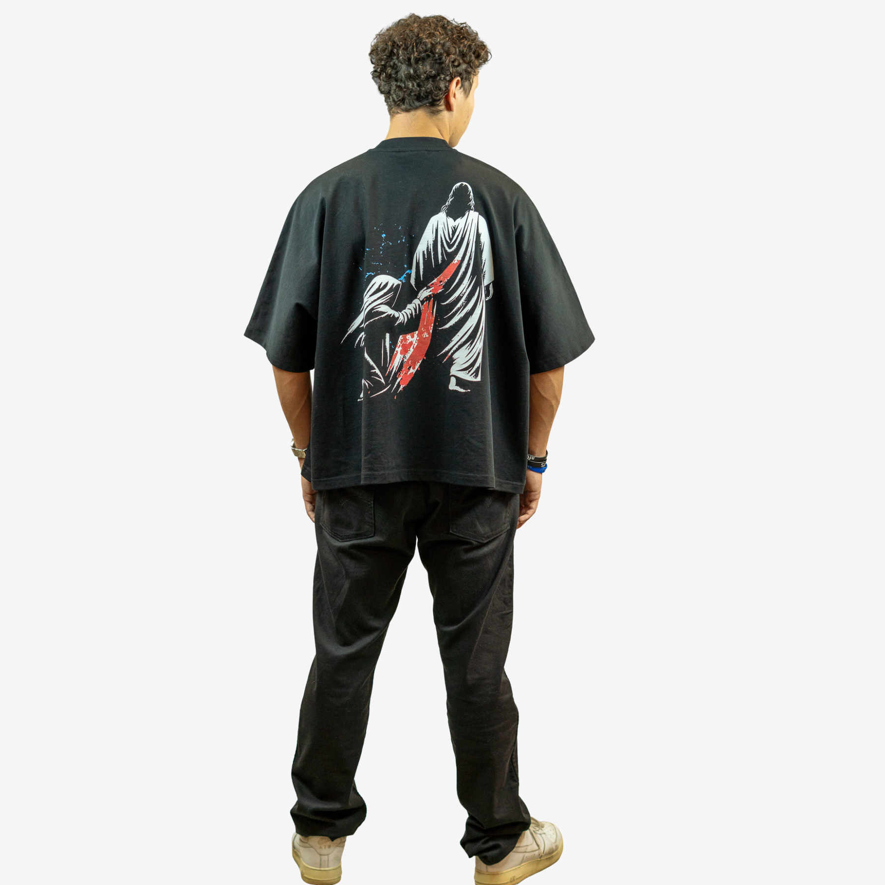 I AM HEALED – Cropped Super Oversize Drop Shoulder Tee (BLACK)