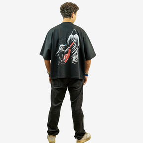 I AM HEALED – Cropped Super Oversize Drop Shoulder Tee (BLACK)