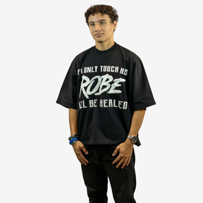 I AM HEALED – Cropped Super Oversize Drop Shoulder Tee (BLACK)
