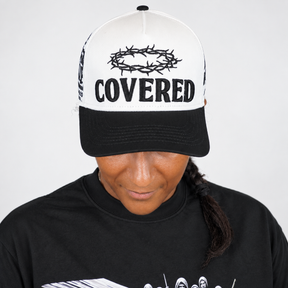 COVERED Premium Snapback Cap | White & Black