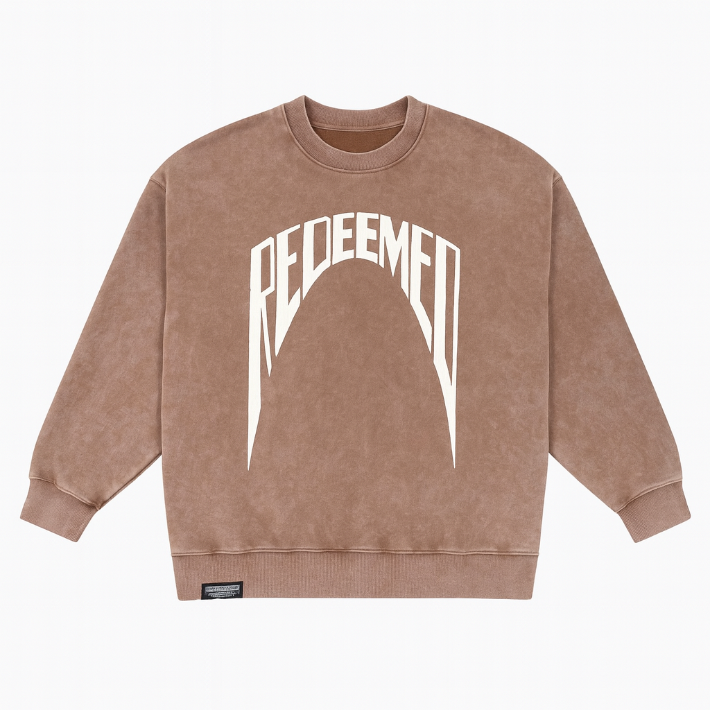 REDEEMED – Unisex Premium Oversized Puff Print Sweatshirt w/ Side Pockets