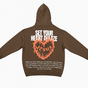 SET YOUR HEART ABLAZE – Unisex Premium Brown Hoodie