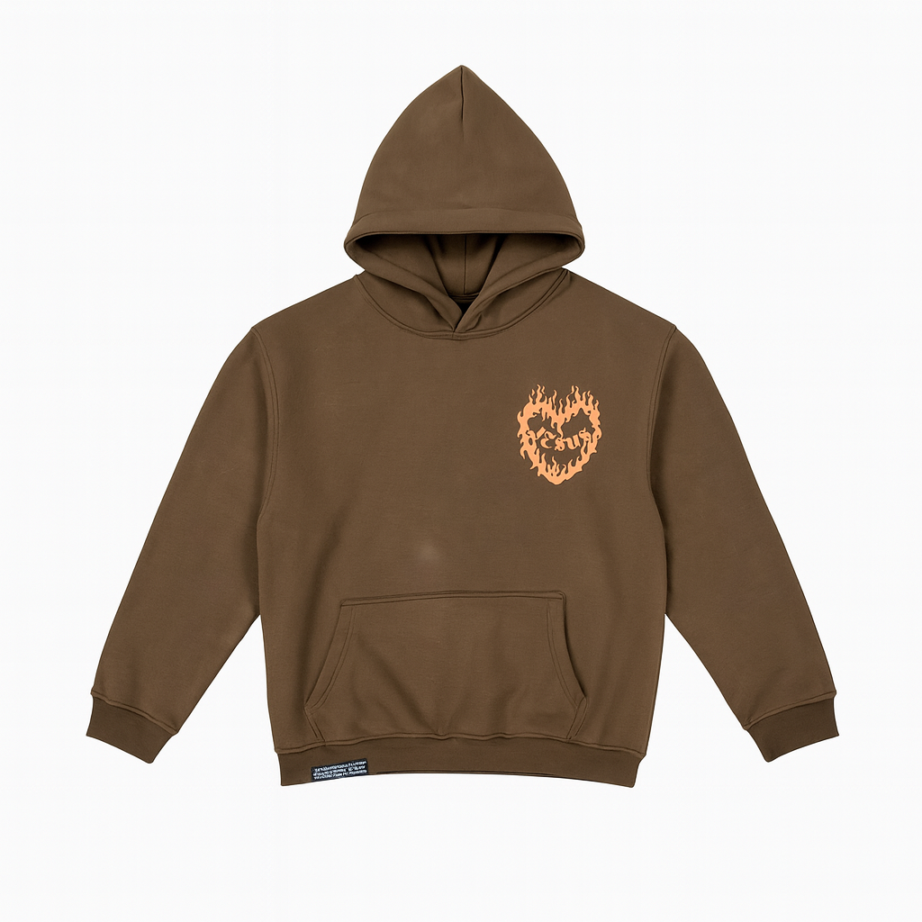 SET YOUR HEART ABLAZE – Unisex Premium Brown Hoodie