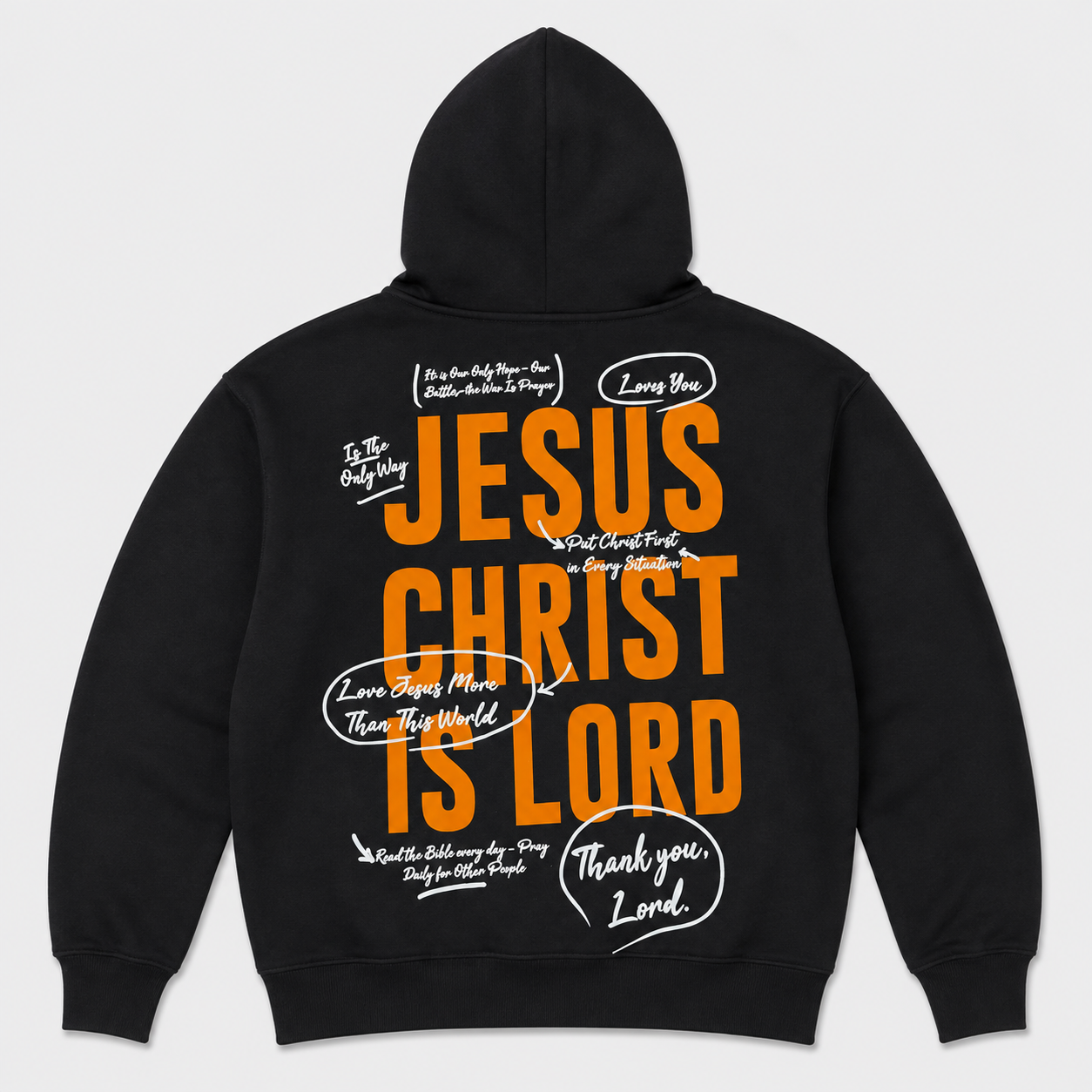 JESUS CHRIST IS LORD — SIGNATURE FULL FLEECE HOODIE I BLACK