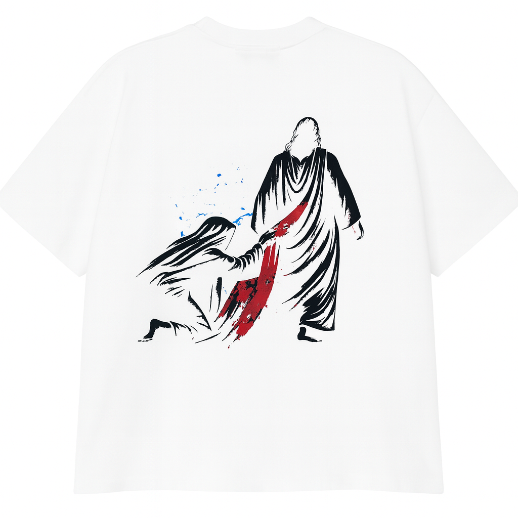 I AM HEALED – Cropped Super Oversize Drop Shoulder Tee (WHITE)
