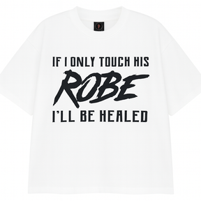 I AM HEALED – Cropped Super Oversize Drop Shoulder Tee (WHITE)