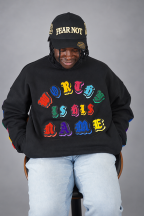 WORTHY IS HIS NAME | PREMIUM OVERSIZED CHENILLE SWEATSHIRT - SIDE POCKETS
