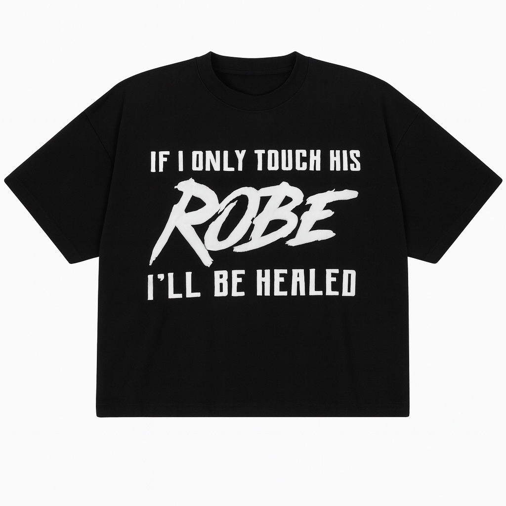 I AM HEALED – Cropped Super Oversize Drop Shoulder Tee (BLACK)