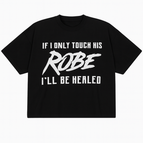 I AM HEALED – Cropped Super Oversize Drop Shoulder Tee (BLACK)