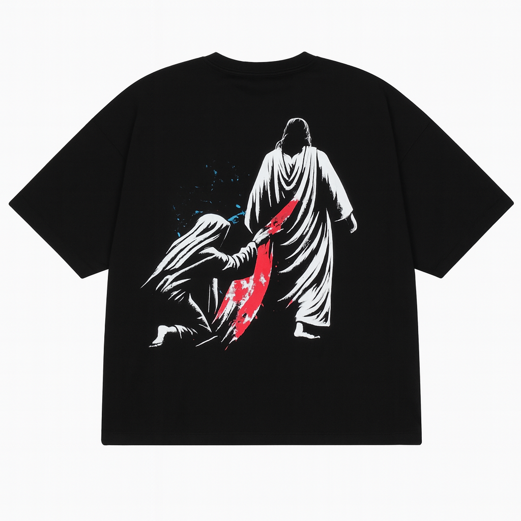 I AM HEALED – Cropped Super Oversize Drop Shoulder Tee (BLACK)