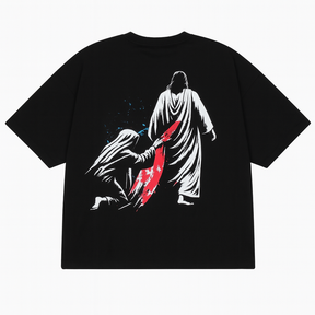 I AM HEALED – Cropped Super Oversize Drop Shoulder Tee (BLACK)