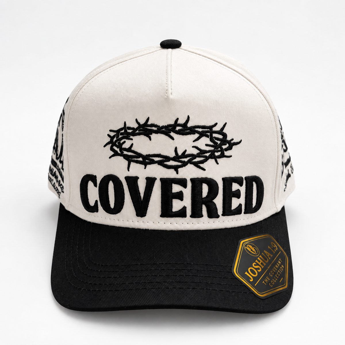 COVERED Premium Snapback Cap | White & Black