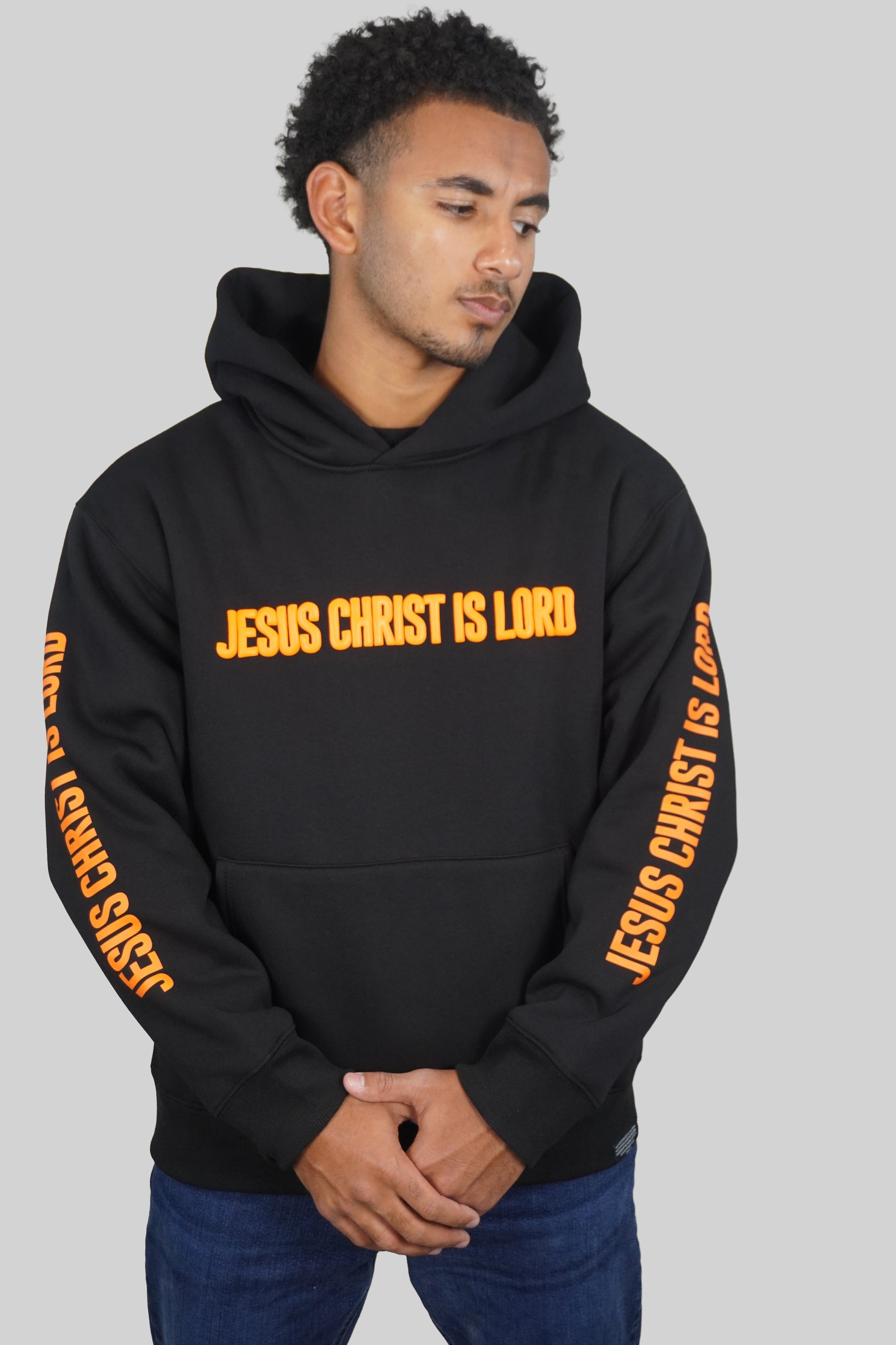 JESUS CHRIST IS LORD — SIGNATURE FULL FLEECE HOODIE I BLACK