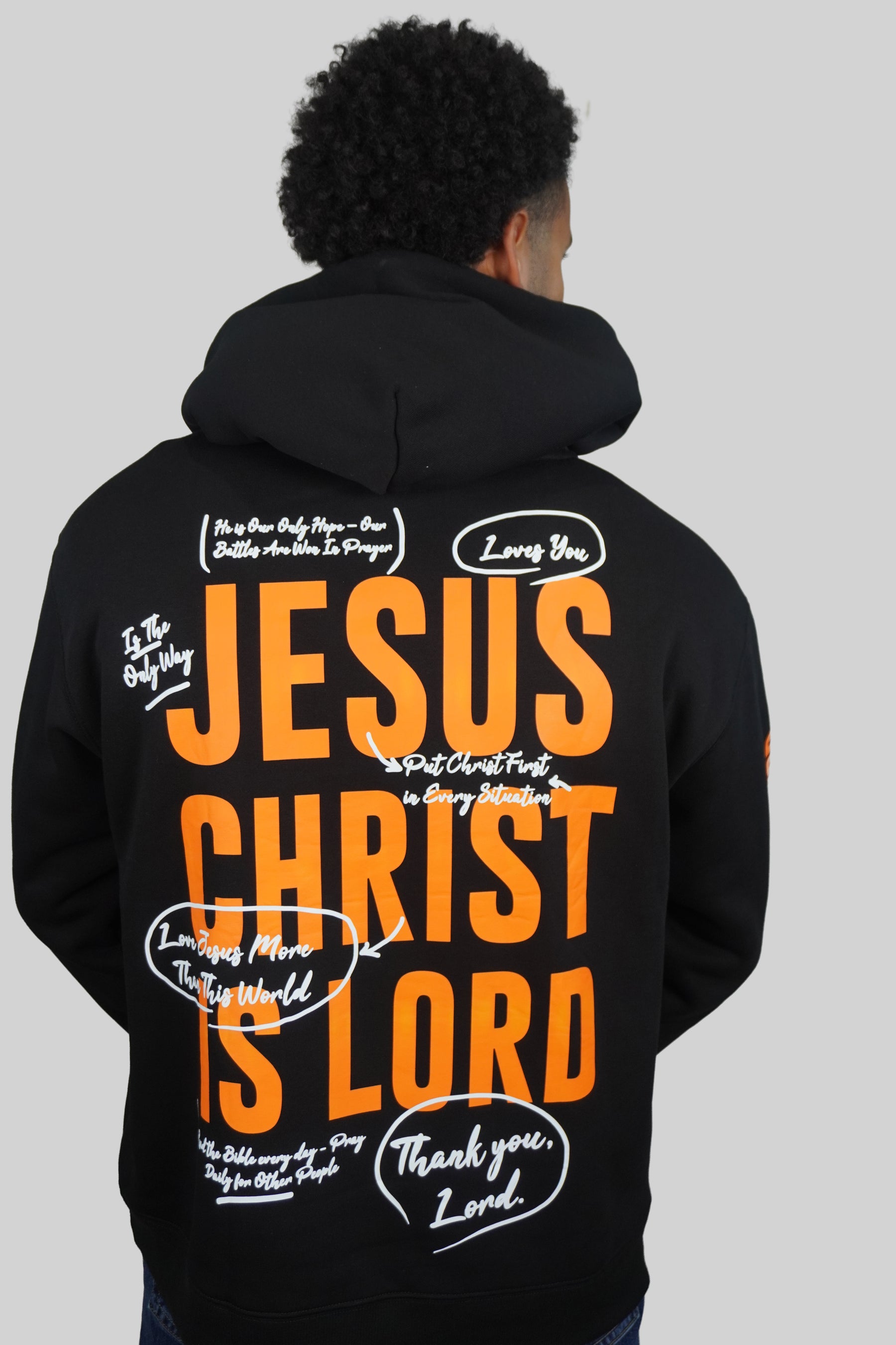 JESUS CHRIST IS LORD — SIGNATURE FULL FLEECE HOODIE I BLACK