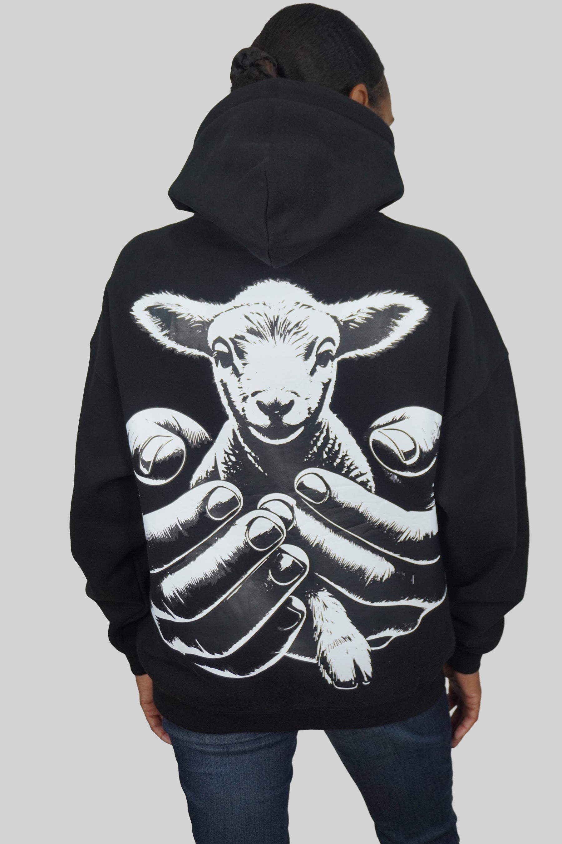 LAMB OF GOD™ — SIGNATURE 3D PUFF FULL FLEECE HOODIE l BLACK